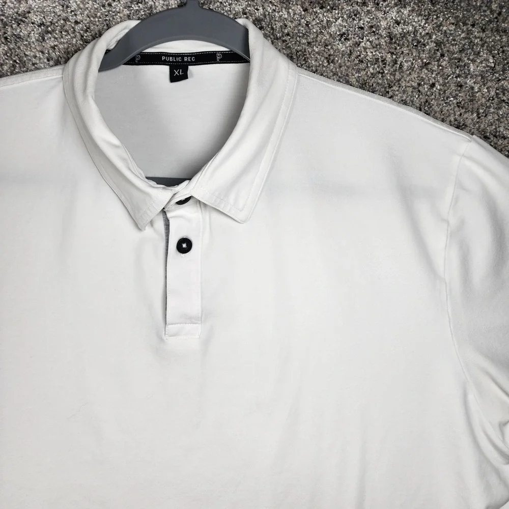 Public Rec Polo Shirt Mens XL White Short Sleeve Performance Excellent